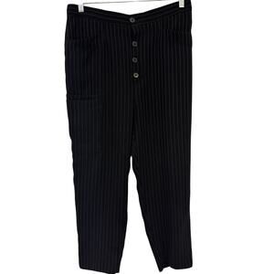 Zara Pin Stripe High Rise Button Fly Pants Black and White Size Large